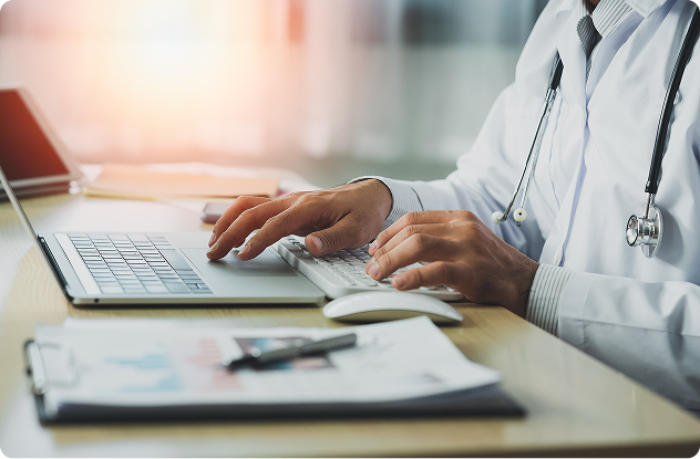 Doctor using a computer